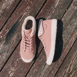 Pink suede fur cuffed sneakers- NWOT